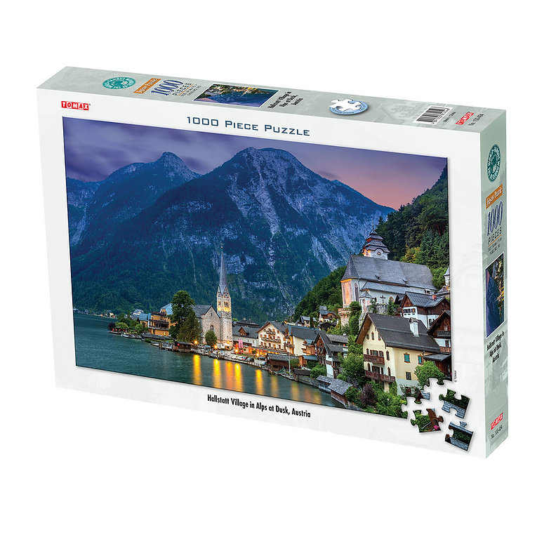 Hallstatt Village in Alps at Dusk, Austria
